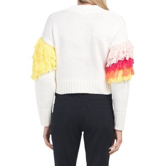 525 AMERICA Fringe Pullover Sweater White Multi | L - Picture 2 of 12
